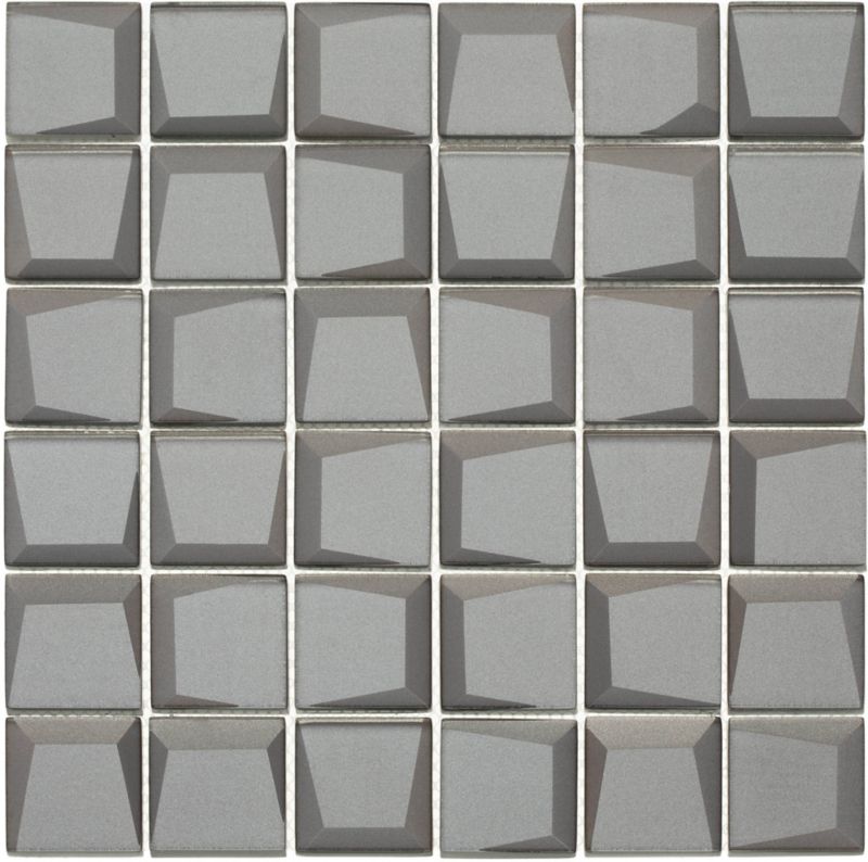 Mozaika szklana Iryda Cubic szara 29.8 x 29.8 cm błyszcząca