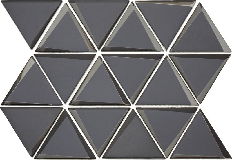 Mozaika szklana Iryda Triangle dark grey szara 28.4 x 38 cm błyszcząca