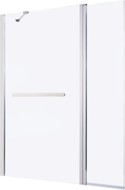 Parawan nawannowy GoodHome Nubia 2-częściowy 150 x 124,5 - 126 cm chrom/szkło transparentne