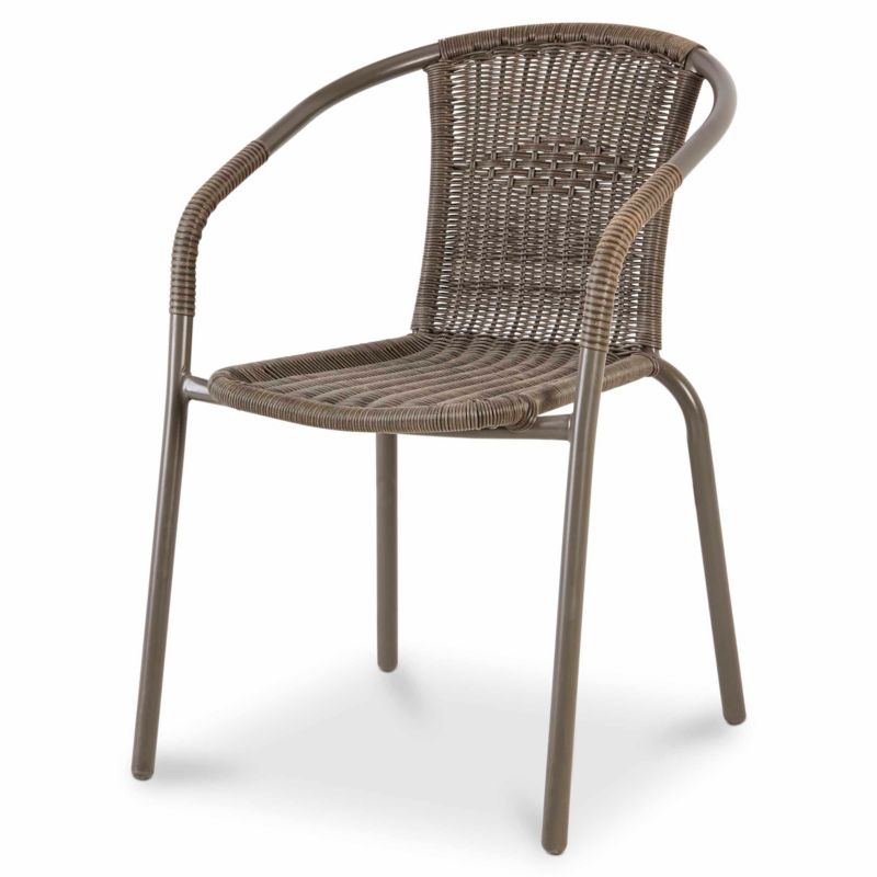 Fotel ogrodowy stalowy GoodHome Bari 60 x 53 cm szarobrązowy
