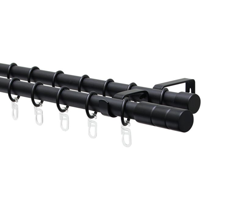 Karnisz podwójny Gardinia 16/19 mm 130-240 cm czarny