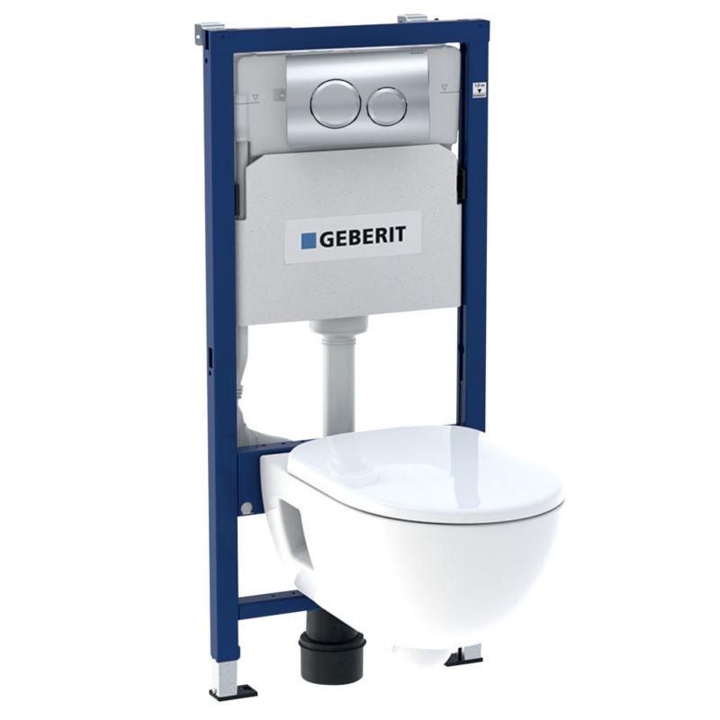 Zestaw podtynkowy WC Geberit Delta 20 Oval bezkołnierzowy z deską wolnoopadającą chrom