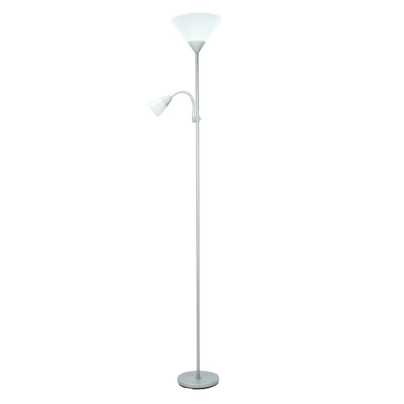 Lampa podłogowa E27 E14 srebrna