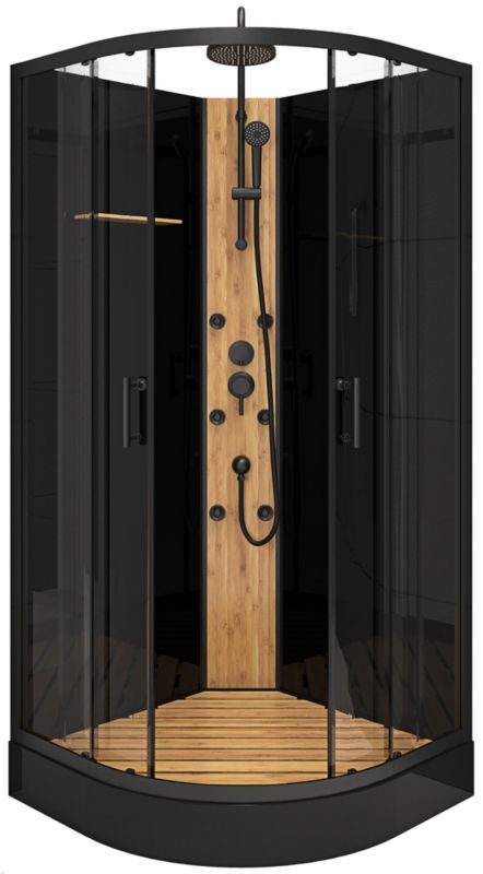 Kabina prysznicowa z hydromasażem Bamboo 90 cm półokrągła brodzik