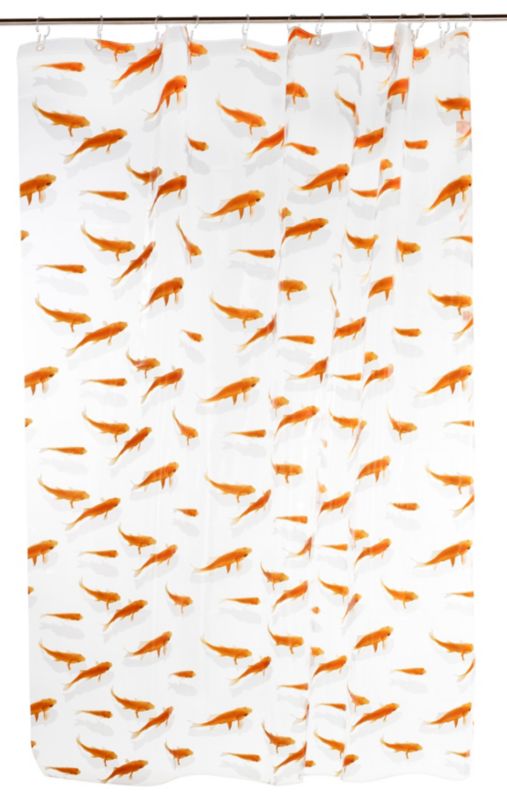 Zasłonka prysznicowa GoodHome Nosara 180 x 200 cm złote rybki