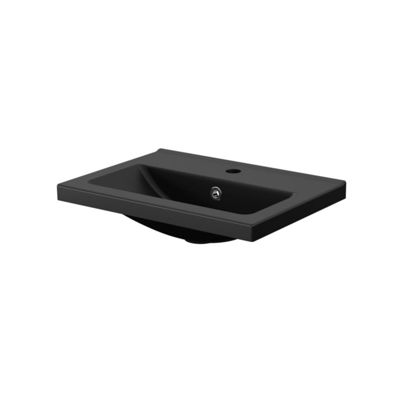 Umywalka meblowa ceramiczna GoodHome Nira slim 50,4 x 36,3 x 12,4 cm czarna