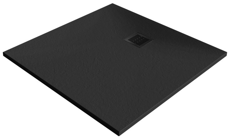 Brodzik konglomeratowy GoodHome Douro 90 x 90 x 2,5 cm czarny