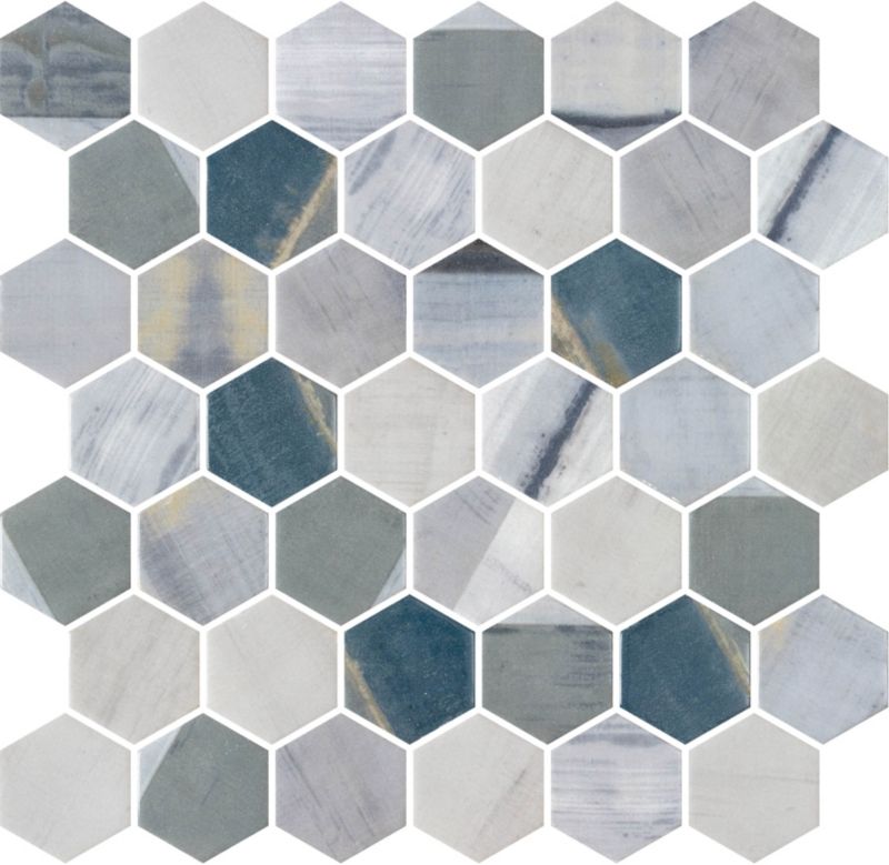 Mozaika szklana Hex XL szara 28.4 x 28.6 cm matowa
