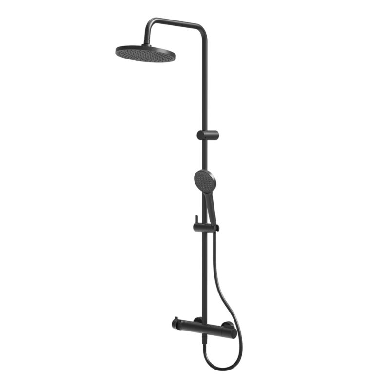 Kolumna prysznicowa GoodHome Maza śr 23 cm 1-funkcyjna z baterią termostatyczną czarna