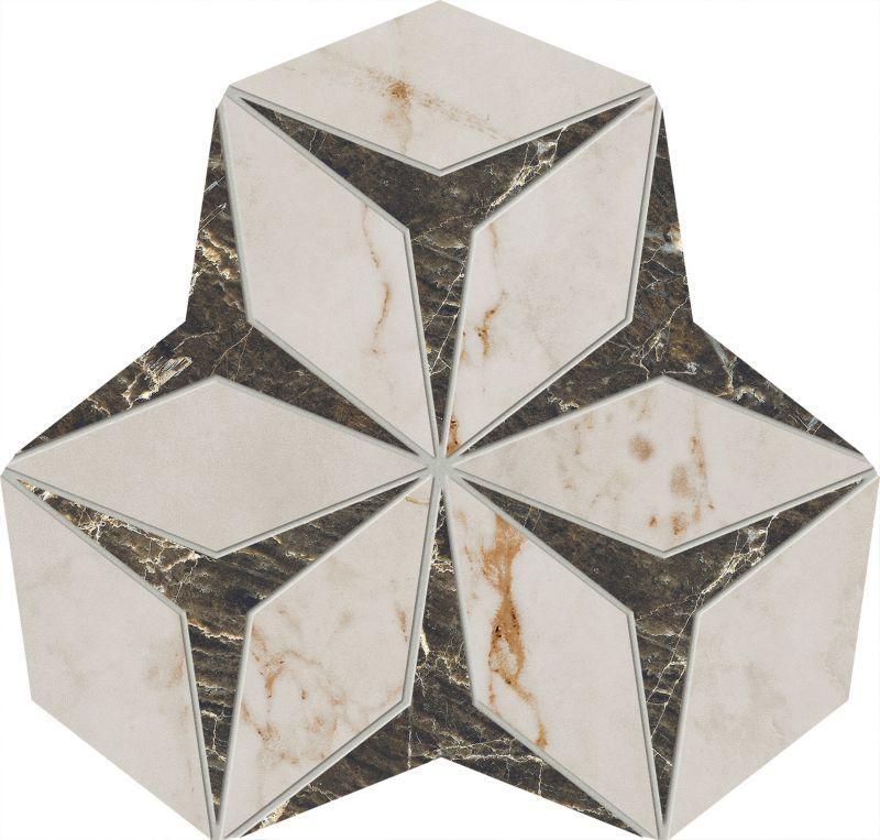 Mozaika ceramiczna Arte Shellstone szara wielokolorowa 32.8 x 25.8 cm błyszcząca