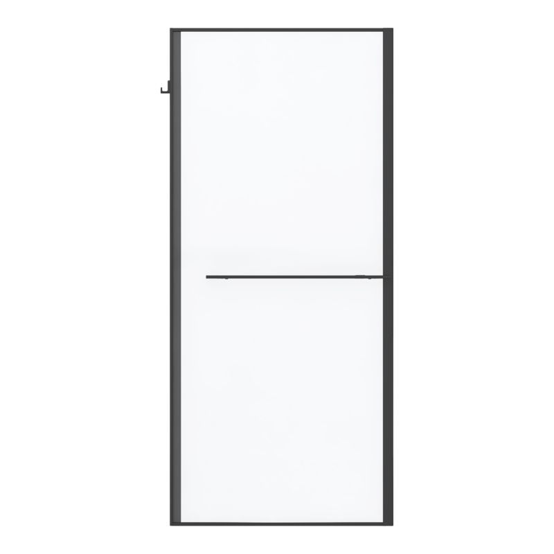 Ścianka prysznicowa GoodHome Evanna 80 cm z półką i drążkiem czarna /transparentna