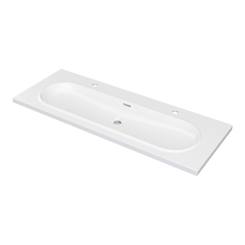 Umywalka konglomeratowa GoodHome Cavally 120 cm 1-komorowa z syfonem biała