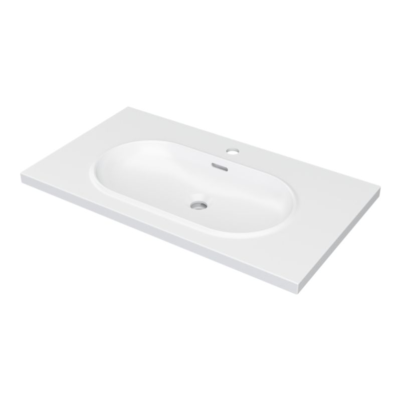 Umywalka konglomeratowa GoodHome Cavally 80 cm z syfonem biała