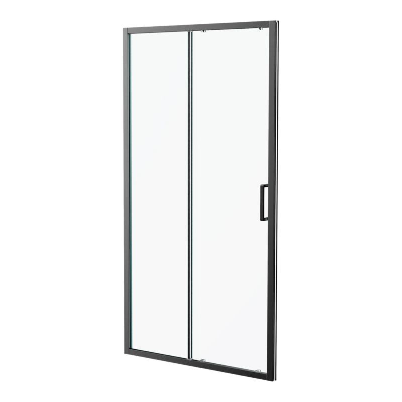 Drzwi prysznicowe przesuwne GoodHome Ledava 110 cm czarny mat/transparentne