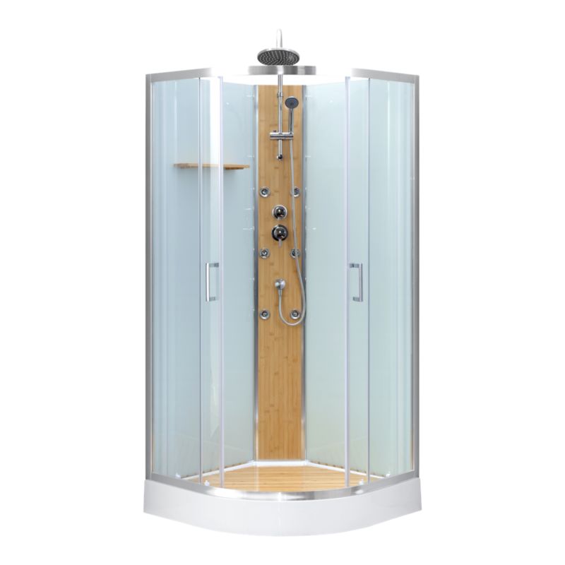 Kabina prysznicowa z hydromasażem Bamboo 90 cm półokragła niski brodzik chrom