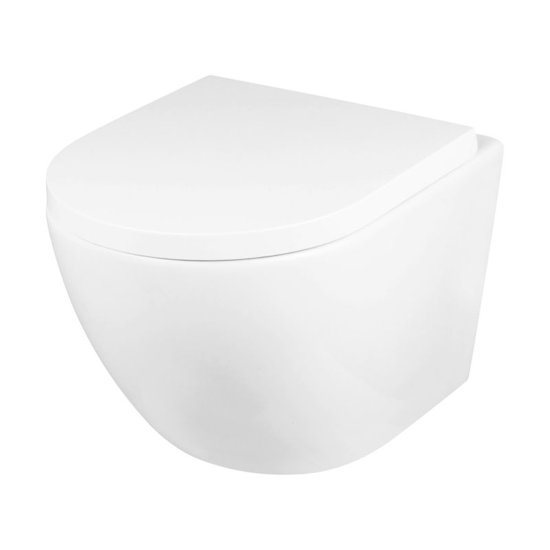 Miska WC wisząca Orinoco Blanc bezkołnierzowa z deską wolnoopadającą z duroplastu