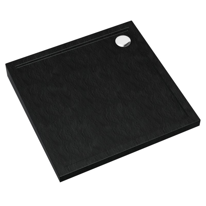 Brodzik kwadratowy Schedpol Atla 80 x 80 x 4,5 cm czarny strukturalny
