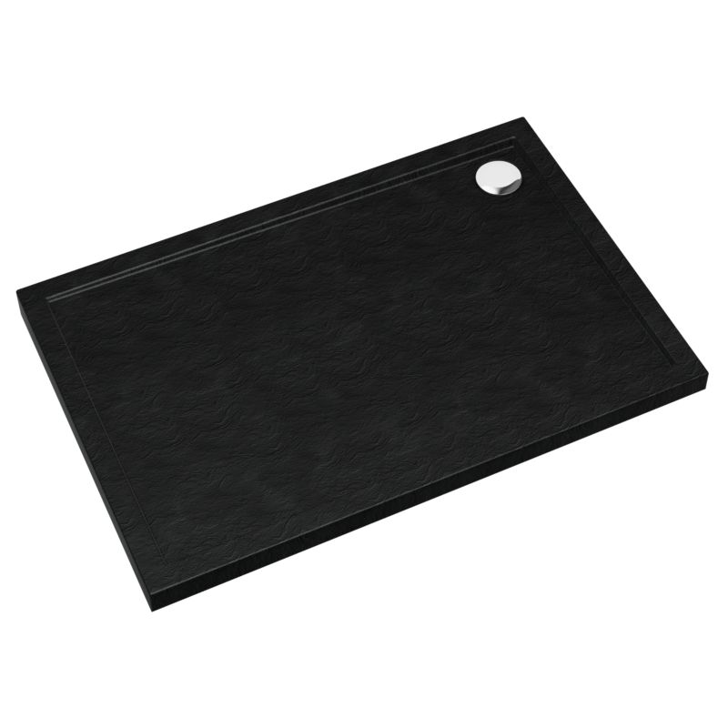 Brodzik prostokątny Schedpol Atla 80 x 120 x 4,5 cm czarny strukturalny