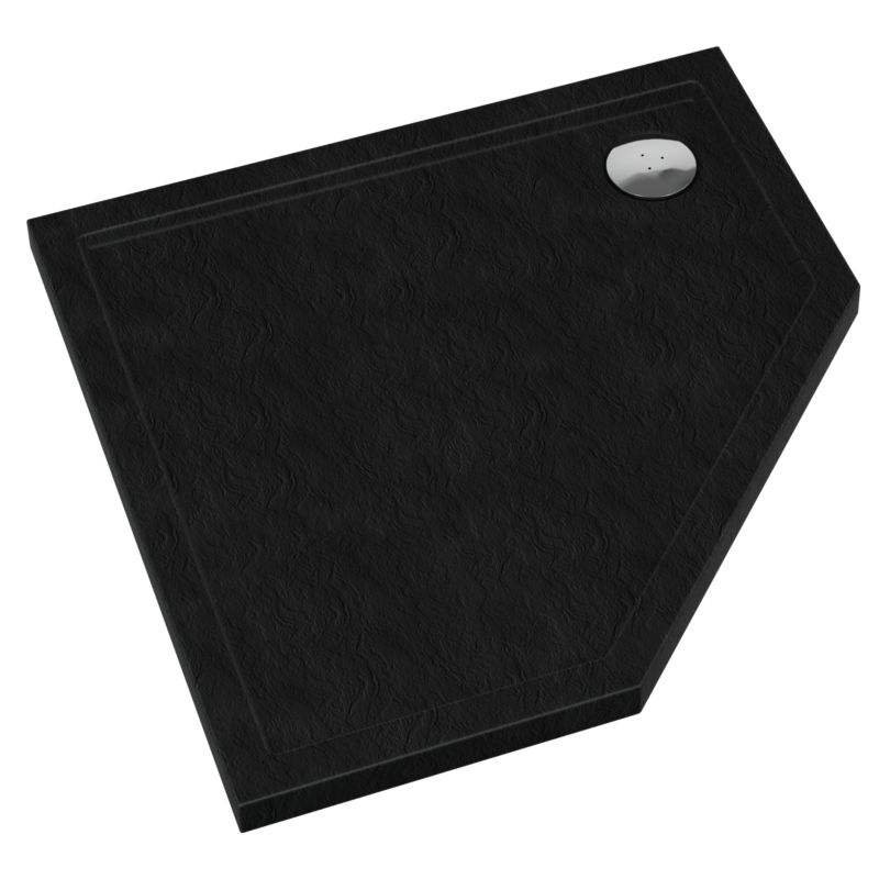 Brodzik pięciokątny Schedpol Atla 90 x 90 x 4,5 cm czarny strukturalny