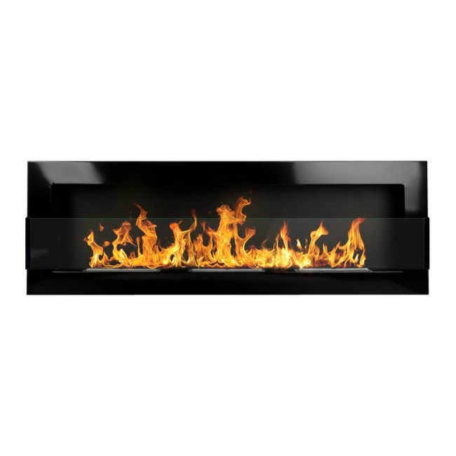 Biokominek wiszący z szybą 1200 x 400 mm czarny połysk