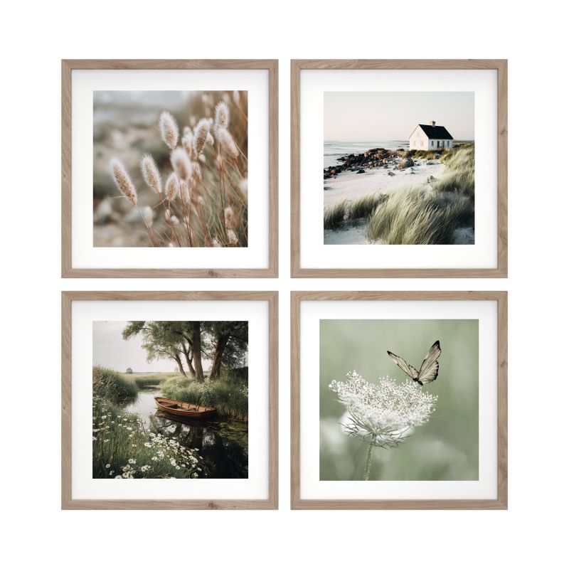 Zestaw obrazków 30 x 30 cm subtelna natura 4 szt.