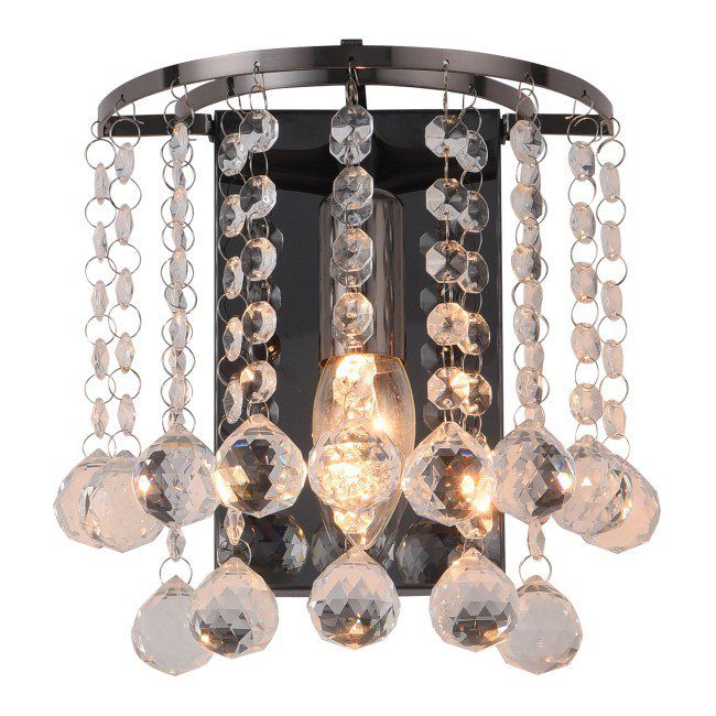 Kinkiet London Crystal 1-punktowy E14 czarny