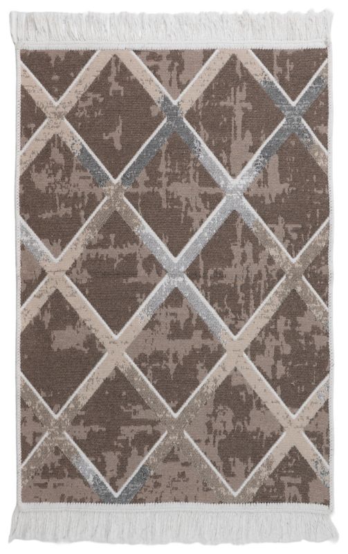 Dywan Pled 60 x 120 cm wzór romby beżowo-brązowy