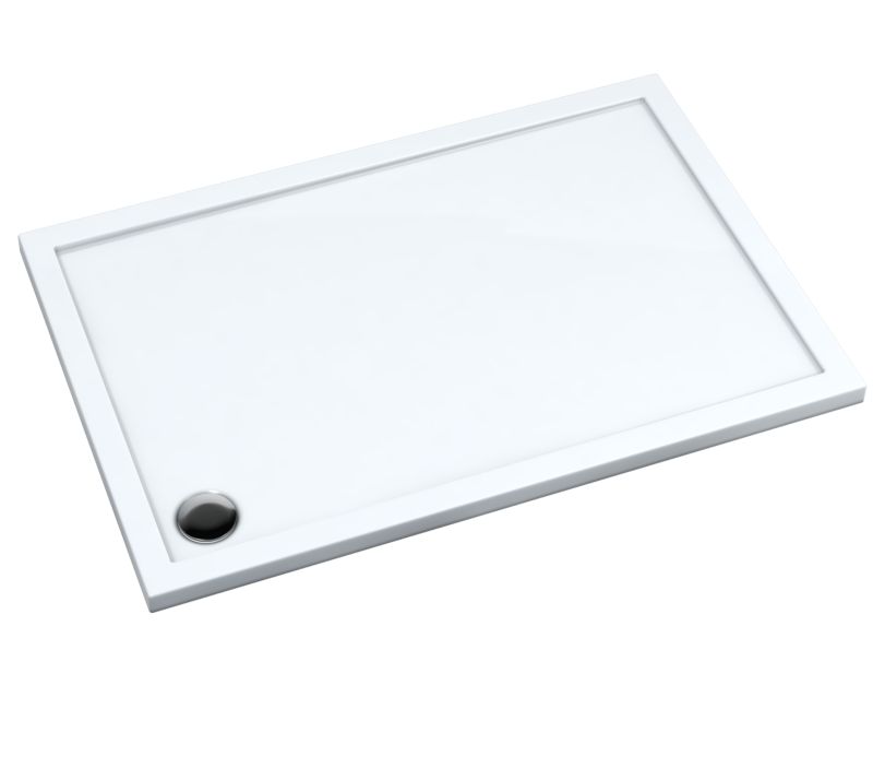 Brodzik prostokątny Schedpol Atla 80 x 90 x 4,5 cm biały gładki