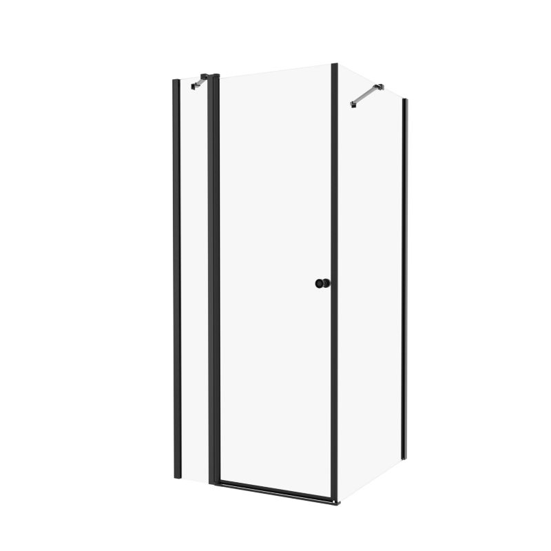 Kabina Finesse Caprice prostokątna uchylna 90 x 80 cm czarna/transparentna