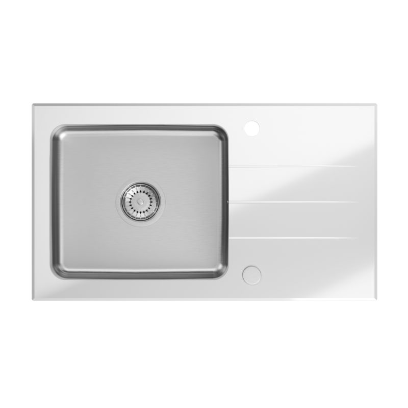Zlewozmywak szklany Quadron Glasso 111 biały
