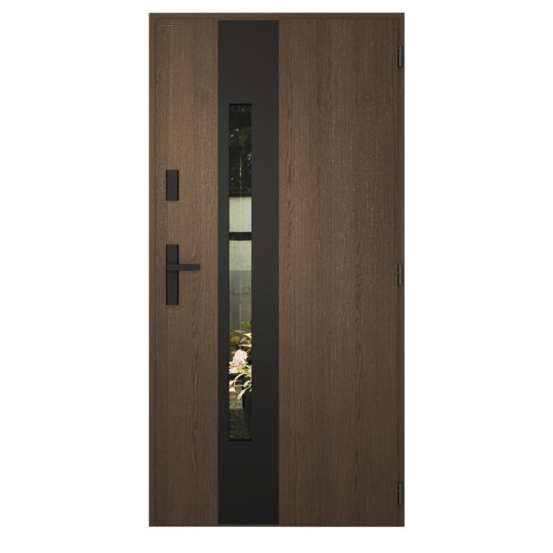 Drzwi zewnętrzne Wiśniowski Topos z lustrem 90 prawe Woodec Oak Toffee