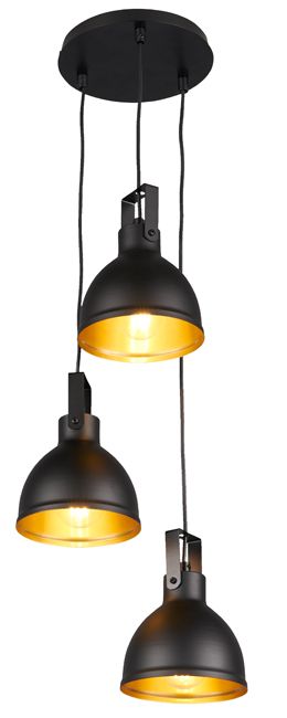 Lampa wisząca Mars 3-punktowa E27 czarna / złota