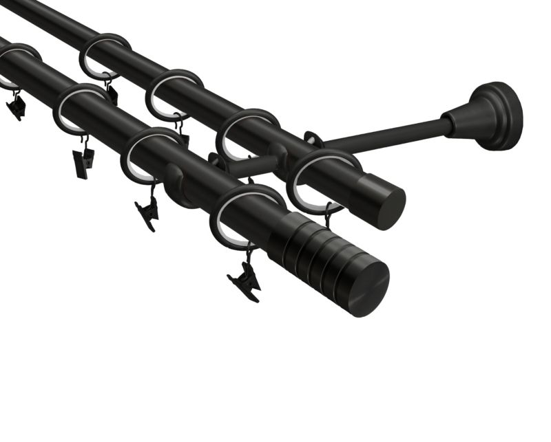 Karnisz podwójny Ares Gardinia 19/16 mm 300 cm czarny