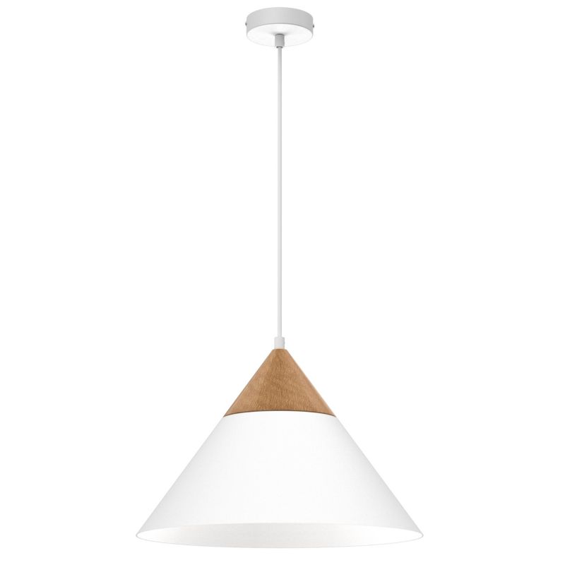 Lampa wisząca Luminex Single 1 x E27 biało drewniana