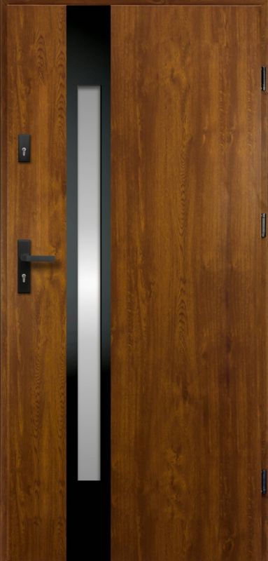Drzwi zewnętrzne O.K. Doors Temida Black P55 90 prawe złoty dąb