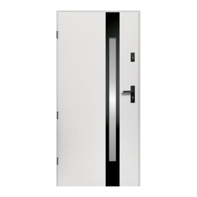 Drzwi zewnętrzne O.K. Doors Temida Black P55 80 lewe białe