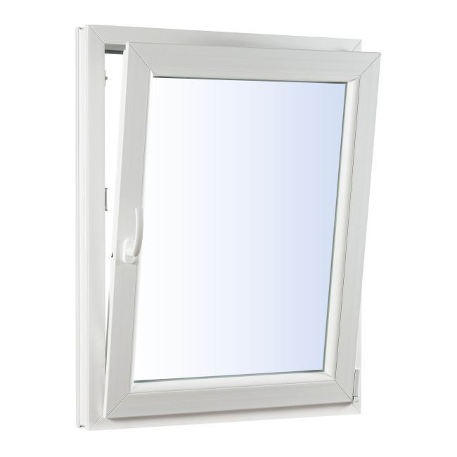 Okno PCV rozwierno-uchylne trzyszybowe Rehau 565 x 835 mm lewe białe