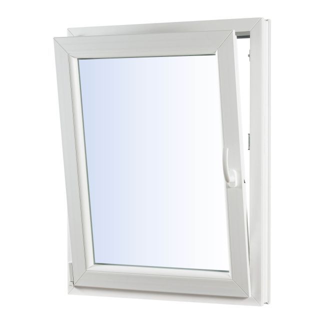 Okno PCV rozwierno-uchylne trzyszybowe 565 x 835 mm lewe antracytowe
