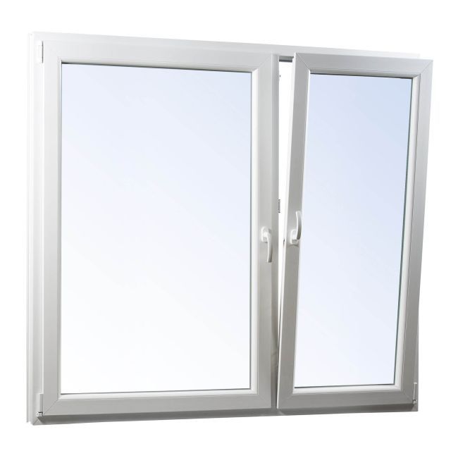 Okno PCV rozwierne + rozwierno-uchylne trzyszybowe 1465 x 1435 mm asymetryczne antracytowe