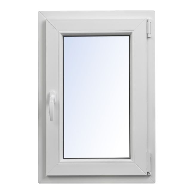 Okno PCV rozwierno-uchylne dwuszybowe Rehau 565 x 835 mm prawe białe